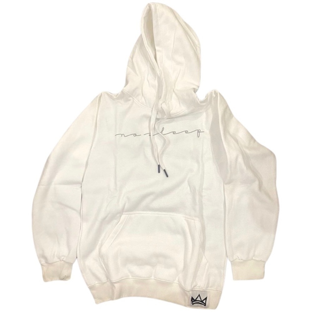 NSG Graphic Hoodie 'No Sleep' in White, Size M​​​​​​​​​​